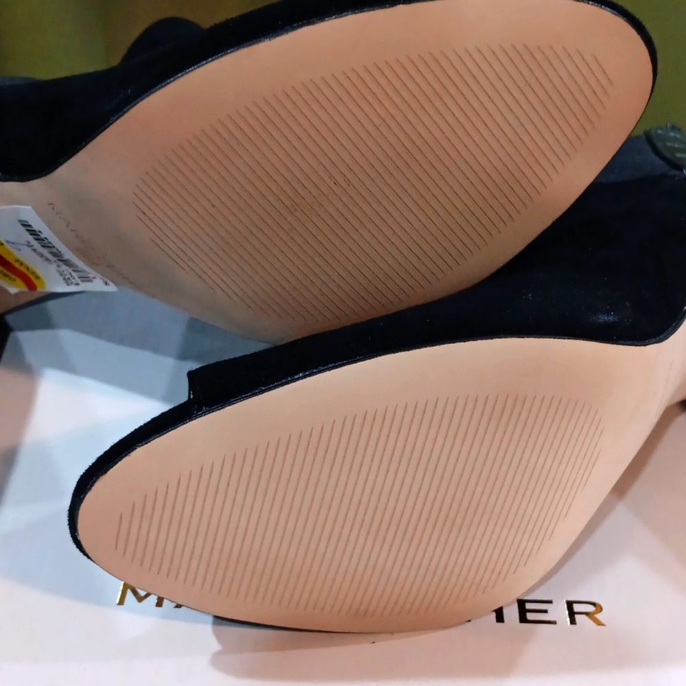 MARC FISHER. BLACK, MIXED MEDIA, "SAYLA" PEEP TOE BOOTIE. Size 9M. - Picture 11 of 11